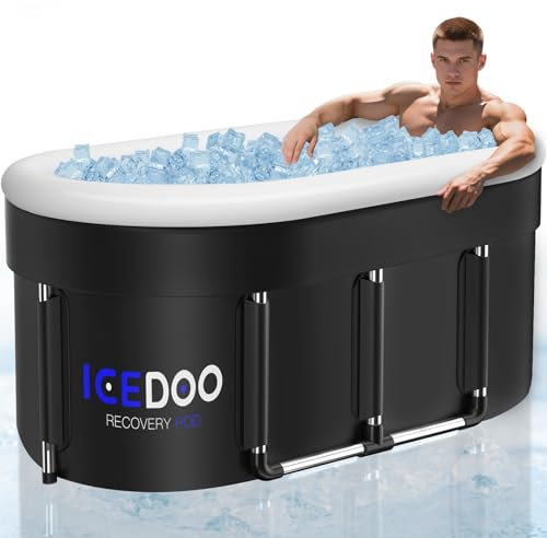 Wxtkkom Vasca da bagno ovale da 300 litri con anello d'aria, vasca da bagno portatile a più strati, pieghevole e gonfiabile, con coperchio, per atleti e adulti, ideale per casa, palestra e uso