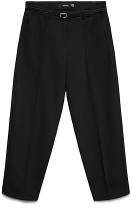 VERO MODA Ankle Pant Vmelma MW Barrel Belt Noos ankelbyxor, svart, L/34L dam, svart, L / 34L