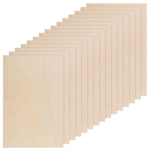 15 Pack Basswood Sheets, 300x200x3mm Unfinished Thin Wood Boards for Woodcraft Models, DIY Crafts, Painting, Engraving, Stenciling, Home Decor (300x200x3mm)