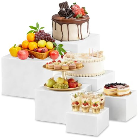 EUBSWA Set med 6 cupcakeställ - Bufféredskap för bröllop, årsdag, fest, cupcake (PVC från 12,7 till 25,4 cm)