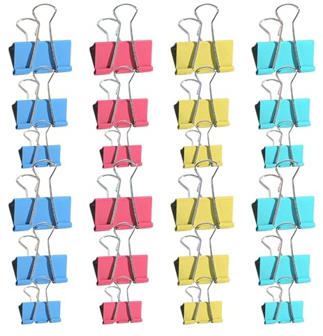 120 Pcs Colored Binder Clips, 3 Sizes Bulldog Clips, Foldback Clip, Binder Clip, Paper Stationary Clamps for Office School Home Kitchen Shops (15mm, 19mm, 25mm)
