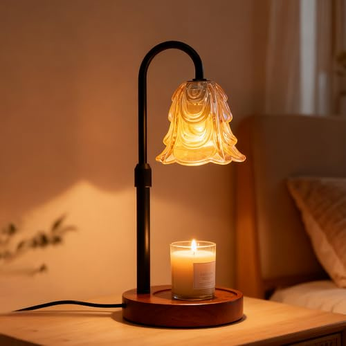 Guniata Ljusvärmare, ljusvärmare med timer och dimmer, 4 steg, dimbar, höjdjusterbar, doftlampa för eteriska oljor, för hem, sovrum, dekoration, utan halogenlampa och aromdiffusor