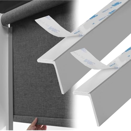 PVC Blinds Light-Blocking Strips Self Adhesive, Light Blocking Strips L-Shaped Blackout Light Blockers Side Tracks, Interior Window Gap Edge Strip Privacy Custom(Gray,26in/66cm)