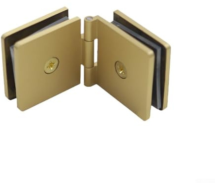 Bisagra de abrazadera de latón para puerta de baño para vidrio templado de 8-12 mm, diseño cuadrado, soporte de fijación de ángulo de 0 grados, compatible con puerta de mampara de ducha, (dorado)