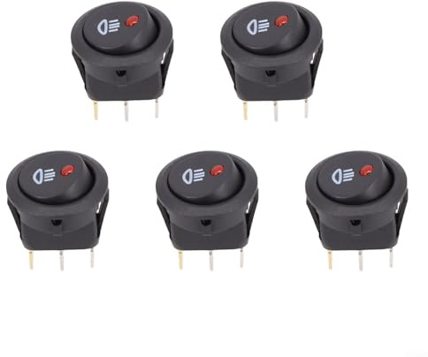 Wippschalter 5er Set mit ON OFF Funktion und rot beleuchtetem Licht für 12V Fahrzeug Nebelscheinwerfer Verkabelung