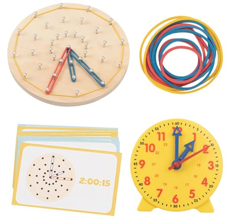 Generisch Lernuhr – Praktische Mathe-Manipulationen, Kinder Sagen Zeit, Lehruhr, Holzbrett, 6-Zoll-geometrisches Vorschul-Steckbrett | Schnürschnur-Lernpuzzle Für Die Heimschule