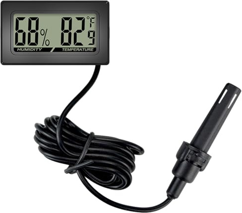 Reptile Thermometer Hygrometer – Compact LCD Display Temp & Humidity Gauge, Precise Monitoring for Reptile Tank Habitat, Bearded Dragon Accessories