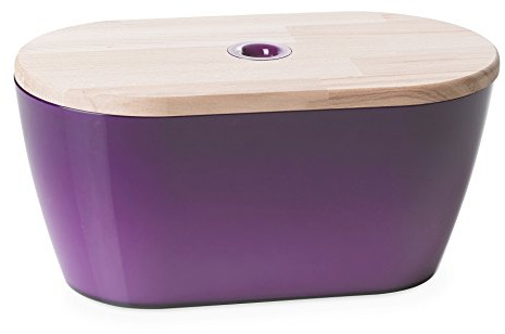 OMADA Portapane, Cassetta per Pane con Coperchio in Legno (34x19x H17 cm) | Contenitore da 6L in Plastica per Conservare il Pane, Coperchio con Doppia Funzione, anche Tagliere, Collezione Woody