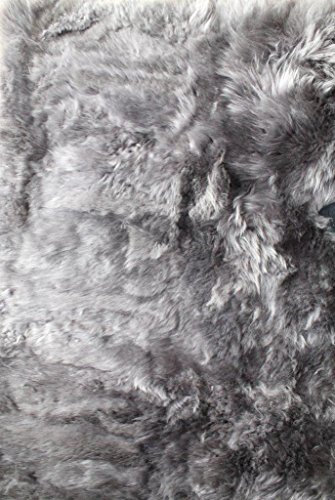 Naturasan Tapis design en peau de mouton écologique - Poils longs - Rétro - Flokati - Grand tapis décoratif pour le salon - Peau d'agneau véritable (200 x 200 cm, gris)