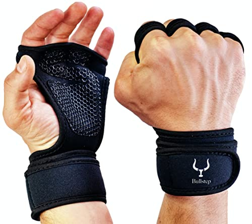 Bullstep® - Trainingshandschuhe Herren Damen | Fitness Handschuhe mit Handgelenkstütze | Gym Handschuhe Training Grips | Gym Gloves Gewichtheber Crossfit | Klimmzug Calisthenics Bodybuilding