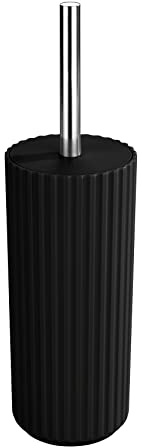 Allstar Brosse WC Minas noir - Porte-brosse WC fermé, Polypropylène, 10 x 34 x 10 cm, Noir