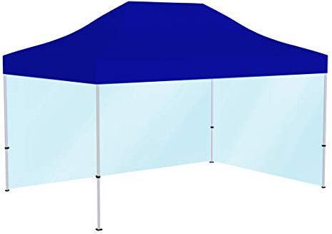 Vispronet® Profi Faltpavillon Basic 3x4,5 m ✓ mit 2 Vollwänden Transparent ✓ Dach Blau ✓ versch. Größen & Farben ✓ Scherengittersystem