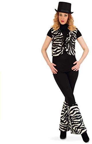 Set Zebra, Weste + Stulpen Plüsch, Tierkostüm Fasching Karneval Party (XL)