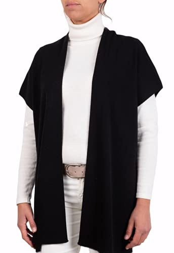Kaschmirmischung Jacke Cape Woman Made in Italy Merinowolle Kaschmir Schwarz Beige Weiß Blau Rosa Strickschal Elegantes Geschenk Warme Winterkleidung Schwarz Einheitsgröße