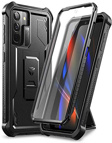 Dexnor Hülle Kompatibel mit Samsung Galaxy S21 5G 6,2 mit eingebautem Displayschutz Militärschutz Rüstung Hochleistungs-Vorder- und Rückseite 360 ​​Ganzkörper-Stoßdämpfer-Schutzhülle - Schwarz
