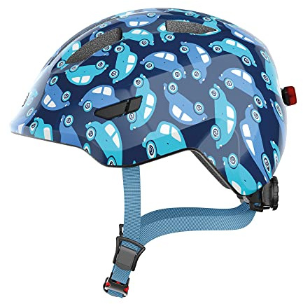 ABUS casco per bambini Smiley 3.0 LED - casco da bici con luce - vestibilità profonda e spazio per il codino - per bambine e bambini