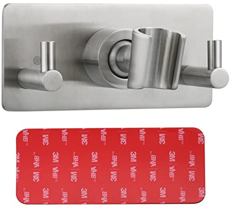 Tecmolog Handbrause Halterung Edelstahl Winkel Verstellbar Duschkopfhalterung Ohne Bohren, Gebürstetes Nickel, ST31C