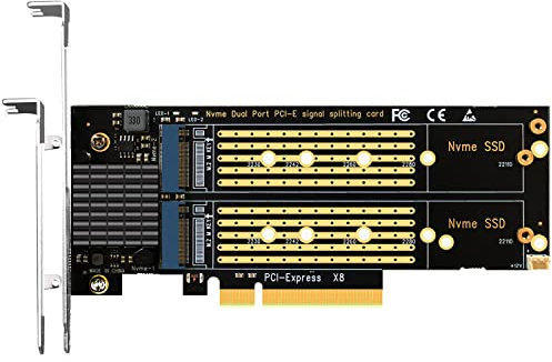 GLOTRENDS PA21 2 porte Adattatore M.2 NVMe a PCIe 4.0 X8 senza funzione di biforcazione PCIe, supporto di dimensioni 22110/2280/2260/2242/2230 (è richiesta una scheda madre con biforcazione PCIe)