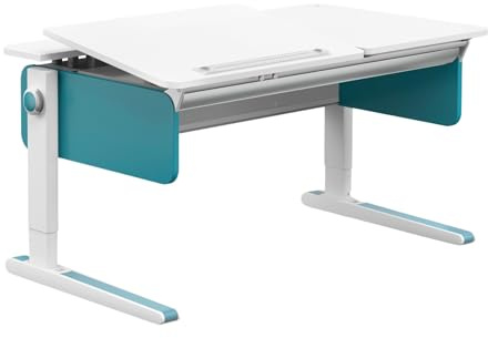 Moll Champion Left Up Kinderschreibtisch höhenverstellbar | mitwachsend & ergonomisch mit geteilter, neigbarer Tischplatte & gerundeten Ecken | ideal für Schulkinder | Made in Germany