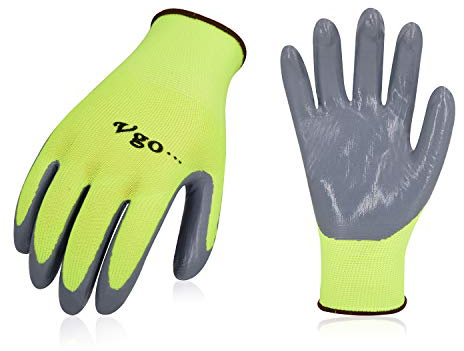 Vgo..., 10 paia di guanti da giardinaggio da donna, guanti da lavoro di sicurezza, rivestimento in nitrile antiscivolo, guanti a immersione (NT2110)