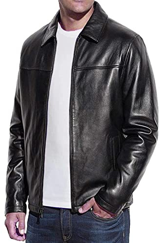 Storemm Men's Genuine Leather Jacket Men Classic Biker Style Coat | Lambskin Leather Jacket Men (XL)