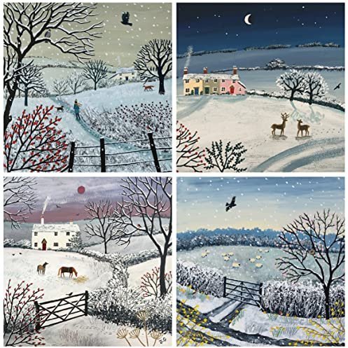 Välgörenhet julkort, paket med 24. Varje multipack med julkort har 4 olika Winter Wonderland-temadesigner. Miljövänlig och tillverkad i Storbritannien. vers inuti. Stor 150 x 150 mm kortstorlek.