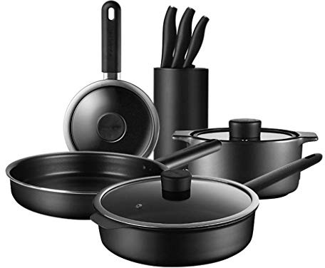 PURRL Batterie de Cuisine antiadhésive Ensemble de casseroles et poêles avec Casserole, poêles à Frire, marmites, couvercles, ustensiles (sans Couteau) (Taille : Style B) Little Surprise