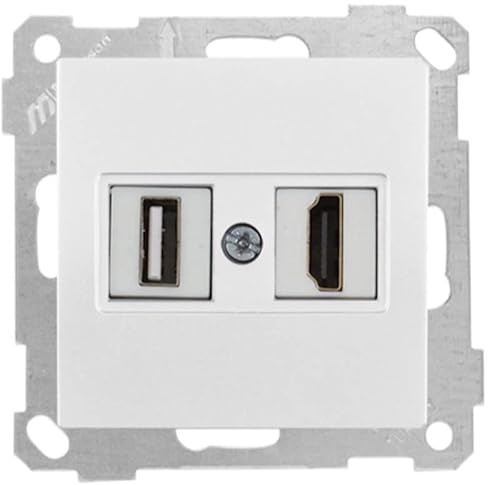 Mutlusan Candela HDMI & USB Dose/Steckdose/Anschlussdose · Weiß · Unterputz/UP/Einbau/Wandeinbau