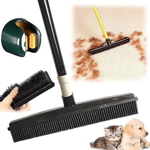 Hair Remover Broom,Broom, Rubber Broom for Pet Hair, Fur Remover Broom with Handle, Detailing Brush, Dog Hair Remover for Carpets, Couch,For Pet & Human Hair
