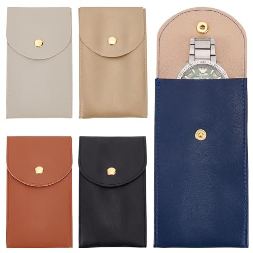 NBEADS Funda de cuero para reloj de 5 colores, funda de viaje portátil, 13 x 7,3 cm, para hombres y mujeres