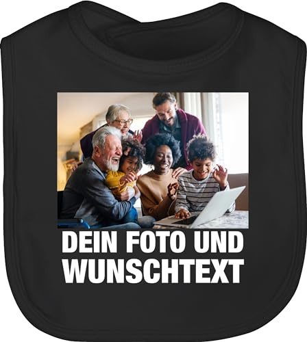 Geschenk mit Namen personalisiert by Shirtracer - Baby Lätzchen - Geschenk mit Bild I eigenem Foto I Name I eigener Text I Wunschtext