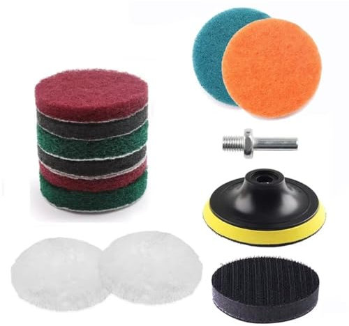 3 Inch Power Scrub Pads Drill Attachment, 12Pcs 80mm Cleaning Set, Scouring Pads for Kitchen, Bathroom, Carpet, Tub, Grill and Tiles
