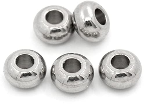 Operitacx 100 Stück Runde Edelstahlperlen 5mm Glatte Nahtlose Abstandsperlen in Silberoptik für Schmuckherstellung und Basteln Edelstahl Perlen