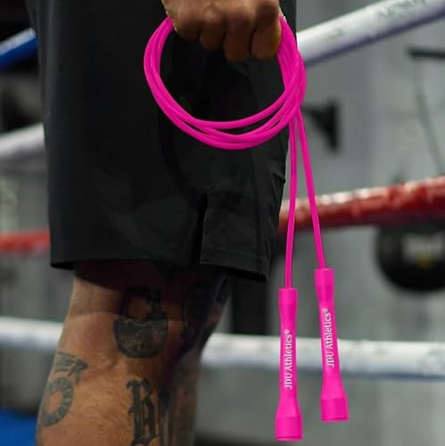 JDU Athletics Speed Series I Made For Boxing 20% Heavier Than Standard PVC Tangle-Free Boxer's Jump Rope, Size Adjustable, Indestructible Handles, Double Unders, Beginners and Experts