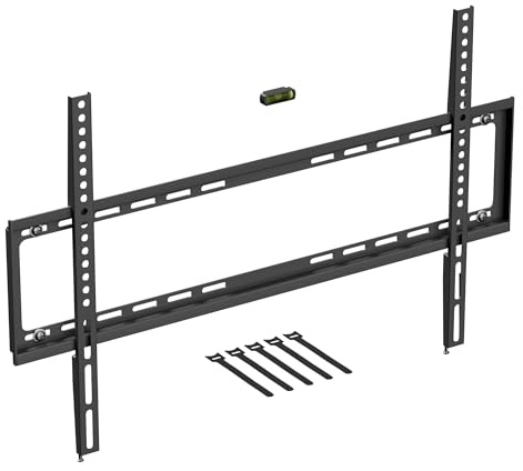 D-Line Support Mural pour TV de 50 à 85 Pouces, Support TV Ultra Bas avec Niveau à Bulle, Support Mural Plat VESA 200 x 200 mm – 600 x 400 mm, Peut Supporter jusqu'à 60 kg