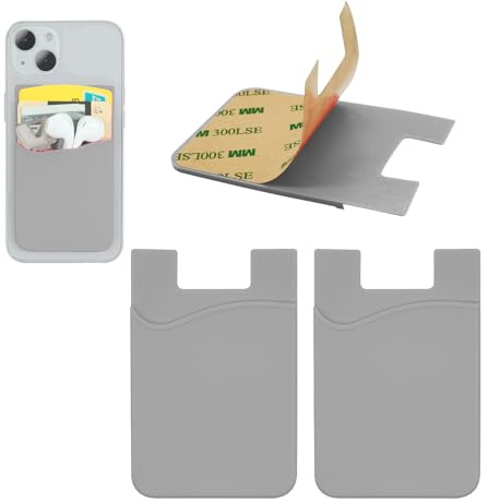 Vilbocr Handy-Kartenhalter zum Aufkleben, 2 Stück, selbstklebende Kartenhalter für die Rückseite des Telefons, Silikon-Kreditkartenhalter für Handy, für Kreditkarten, Ausweise, Visitenkarten,