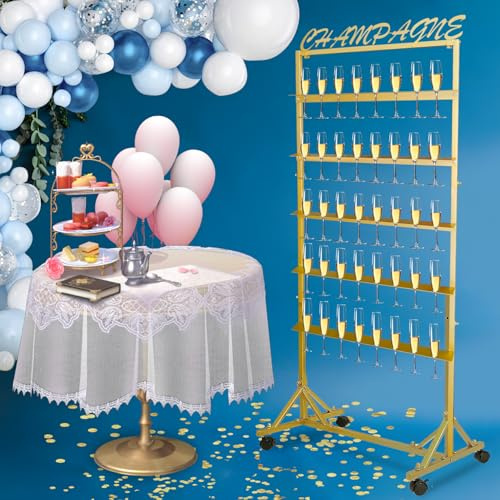 jvsufuik Champagne Wall Holder For Party, Rolling Champagne Tower Stand