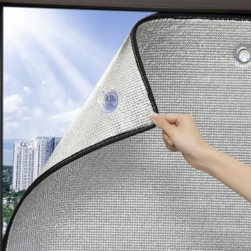 Privatsphäre-Fensterfolie,Isolierende Fensterfolie aus Aluminiumfolie,Wiederverwendbare Fensterfolie,Kälteschutzfolie Fenster,mit Saugnapf,Individuell Anpassbar (50cm x 110cm)