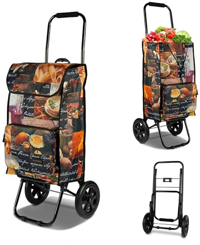 Blackbeat - Einkaufstrolley - 40L Volumen & 25kg belastbar - Wasserabweisend & Klappbar - 2kg Eigengewicht mit großen Rädern für stabilen Lauf - 96cm x 38cm x 33cm - mehrere Fächer