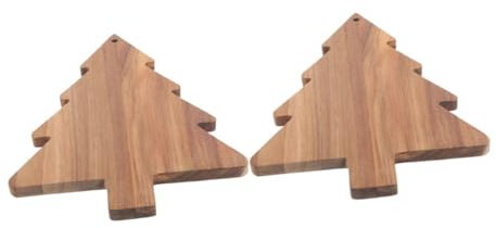 Garneck Christmas Tree Charcuterie Board Small Round Wooden Cutting Board Food Serving Snack Pizza Tray Set of 2 for Holiday Party