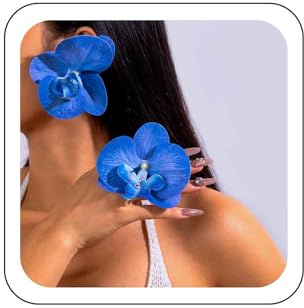Wendalern Bohemian Flower Stud Earrings Big Butterfly Orchid Flower Earrings Large Flower Statement Earrings Artificial Floral Petal Earrings Exaggerated 3D Hawaii Flower Earrings Jewelry for Women