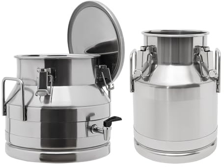 Milchkrug aus Edelstahl Milchkanne mit Deckel Auslaufsicherer Transportkanne Kaffeekanne Weinbehälter Edelstahlbehälter für Milch,Wein,Öl (10L)