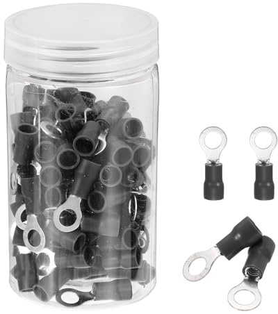 sourcing map 100 terminali ad anello isolati RVS5.5-6 capicorda per batteria da 12-10 AWG, terminali elettrici a crimpare, connettori per cavi industriali, elettrici, colore nero