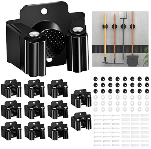 12 Stück Gerätehalter mit 24 Schrauben, Edelstahl Wandhalterung für Aufhängung Gartengeräte, Besenhalterung Wand für Küche Badezimmer Zuhause, Gartengerätehalter für Wischmopp,Besen,Schaufel,Werkzeuge