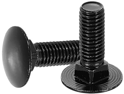 sourcing map Schlossschrauben, M10 x 30 mm, Edelstahl, 18–8 (304), Rundkopf-Vierkantschrauben, Schwarzoxid-Bolzenschraube zur Befestigung von Zubehör, Schwarz, 15 Stück