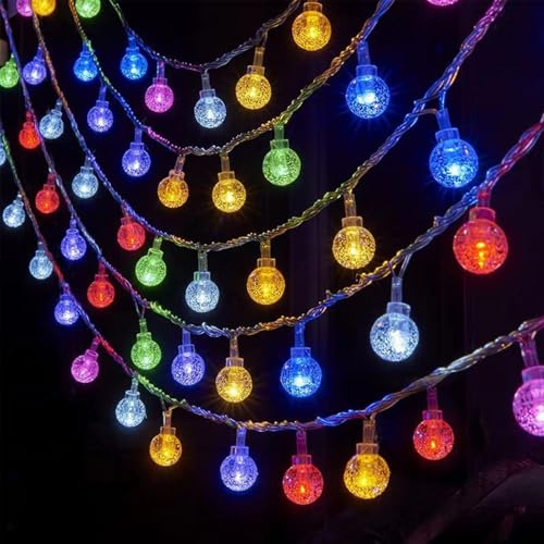 ENLACE Guirlande lumineuse LED - 10 m - 80 LED - En cristal coloré - Fonctionne avec piles - Pour mariage, balcon, Noël, chambre à coucher, fête, décoration intérieure et extérieure