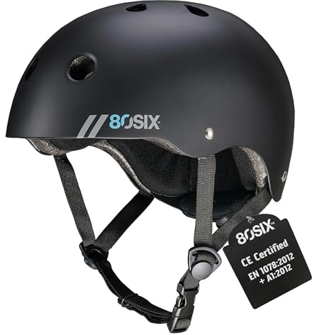 80SIX Deluxe Comfort Skateboard Helmet with Fit Dial for Adults, Youth and Kids, Multi-Sport Helmet for Bike, BMX, Scooter and Roller Skating