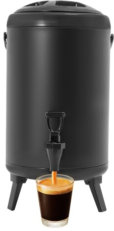 Etrhdfyts 10 l isolerad dryckesdispenser i rostfritt stål med kran gastrotransport, termobehållare för varma och kalla drycker, dryckesbehållare, soppgryta, isoleringsbehållare, termohink för fest