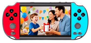 CZT Retro Konsole 4,3 Zoll Handheld-Spielkonsole mit 3000 eingebauten Spielen, die MP3/MP4 archivierte Spiele tragbare Konsole Kinder Arcade Simulator und Geschenke für Kinder unterstützen(Blaurot)