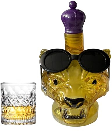 Dioeazh Decantador de Vino | Botella De Whisky Cabeza De Leopardo Escultura De Arte,Objeto Decorativo Coleccionable para Brandy Tequila Sala Estantería Regalo Para Él